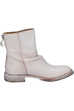 Moma Buty, Kobieta, Biały, 40 EU, Vintage Skórzane Botki na Kostkę dla Kobiet