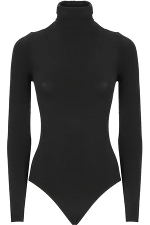 Wolford Koszulki, Kobieta, Czarny, L, Czarny bawełniany top z wysokim kołnierzem