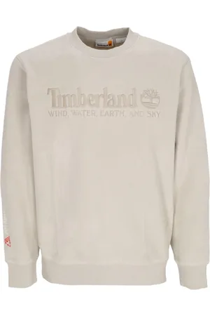 Timberland Bluzy, Mężczyzna, Beżowy, XL, Bluza z logo Linear na okrągłym dekolcie Wyspa Skamielina
