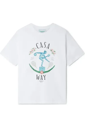 Casablanca Koszulki, Mężczyzna, Biały, S, Marmurowy T-shirt z Statuą Tenisową Biały