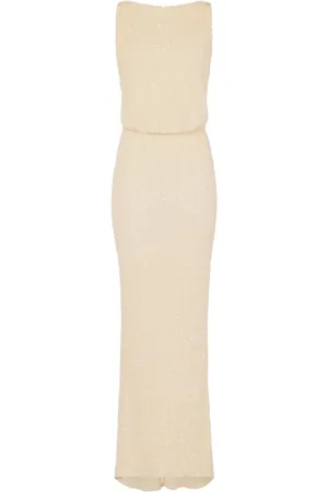 Elisabetta Franchi Sukienki, Kobieta, Żółty, S, Żółta Elegancka Sukienka z Głębokim Dekoltem w Serek