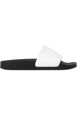 Msgm Buty, Kobieta, Biały, 39 EU, Białe Gumowe Klapki z Reliefem Logo