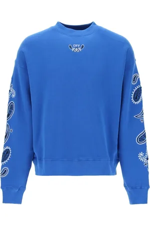 OFF-WHITE Bluzy, Mężczyzna, Niebieski, L, Bawełna, Bluza Crewneck Arrow Bandana