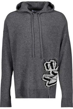 OFF-WHITE Bluzy, Mężczyzna, Szary, L, Wełna, Chunky Graff Hoodie