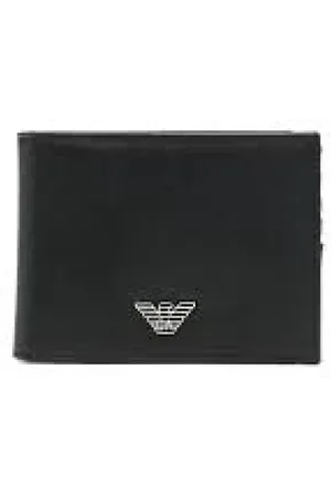 Emporio Armani Akcesoria, Mężczyzna, Czarny, ONE SIZE, Skóra, Czarna Portmonetka Etui Tkanina Skóra