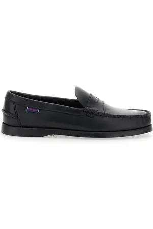 SEBAGO Buty, Mężczyzna, Czarny, 44 EU, Czarne płaskie buty Dolphin Waxed