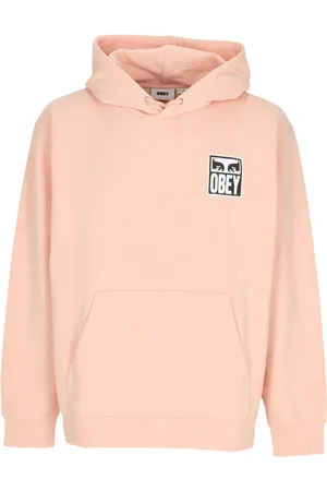 Obey Bluzy, Mężczyzna, Różowy, L, Bluza z kapturem z lekkiego materiału z ikoną oczu