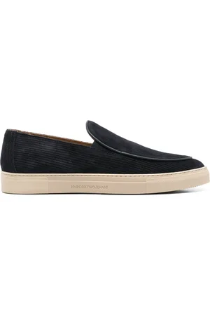Emporio Armani Buty, Mężczyzna, Niebieski, 43 EU, Zamsz, Suede slip-ons z podeszwą z gumy