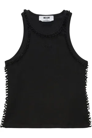 Msgm Koszulki, Kobieta, Czarny, M, Czarny Top dla Kobiet