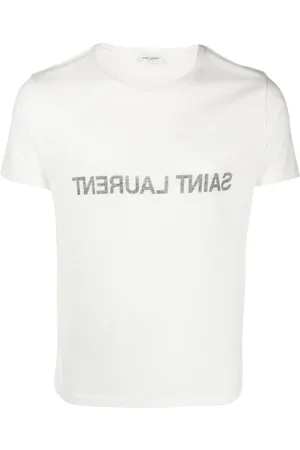 Saint Laurent Koszulki, Mężczyzna, Biały, L, T-shirt Natur/Czarny Y37Aw