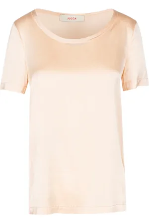 Jucca Bluzki, Kobieta, Różowy, M, Jedwabny Bezrękawnik z Okrągłym Dekoltem T-shirt