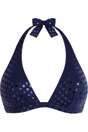 Vilebrequin Stroje kąpielowe, Kobieta, Niebieski, S, Relief Sparkling Neckholder Góra Bikini dla Kobiet