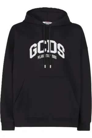 GCDS Bluzy, Mężczyzna, Czarny, XS, Bawełna, Czarny Lounge Logo Hoodie Unisex