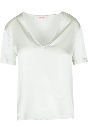 Jucca Bluzki, Kobieta, Szary, S, Jedwabny T-shirt z dekoltem V