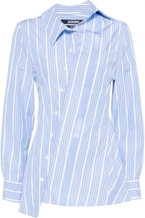 Jacquemus Bluzki, Kobieta, Niebieski, XS, Koszula w Paski Biało Niebieska