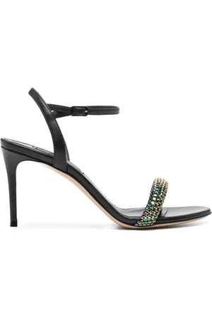 Casadei Buty, Kobieta, Czarny, 40 EU, Czarne Sandały z Paskiem na Kostkę