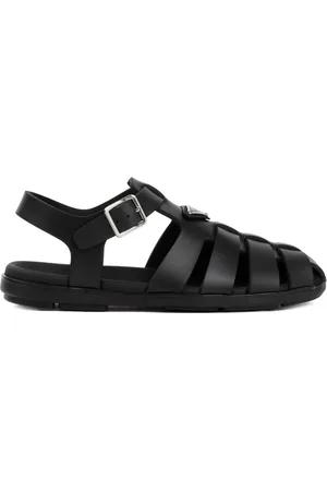 Prada Buty, Mężczyzna, Czarny, 43 1/2 EU, Czarne Sandały z Paskiem Tech Ss 25