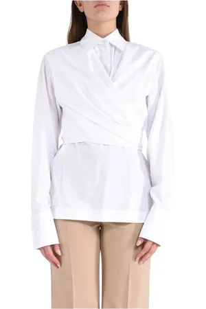 Sportmax Bluzki, Kobieta, Biały, L, Bawełniana Koszula w Stylu Dzisiaj