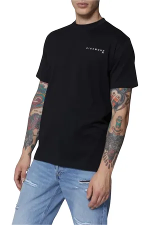 John Richmond Koszulki, Mężczyzna, Czarny, 2XL, T-shirt Regular Fit z bawełny Czarny Druk