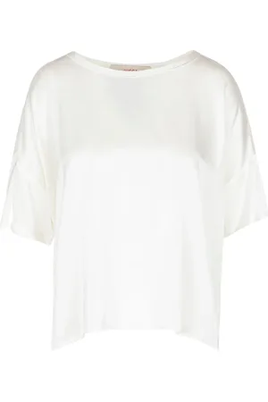 Jucca Bluzki, Kobieta, Beżowy, S, Jedwabny Tshirt z Okrągłym Dekoltem