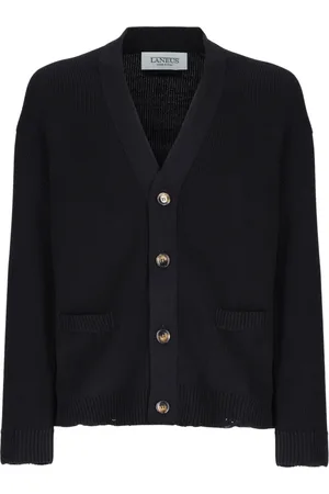 LANEUS Swetry, Mężczyzna, Czarny, 2XL, Bawełna, Kardigan z bawełnianą przędzą