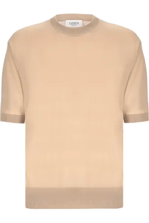 LANEUS Swetry, Mężczyzna, brązowy, M, T-shirt z okrągłym dekoltem z bawełnianego włókna