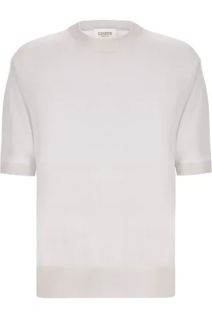 LANEUS Swetry, Mężczyzna, Biały, XL, T-shirt z okrągłym dekoltem z dzianiny
