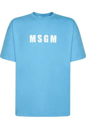 Msgm Koszulki, Mężczyzna, Niebieski, S, Niebieski T-shirt z białym logo