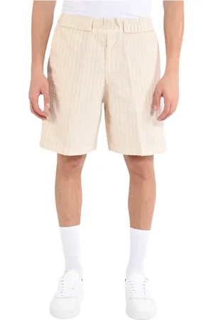 COSTUMEIN Szorty, Mężczyzna, Beżowy, XL, Paski lniane szorty bermuda