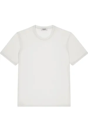 LANEUS Koszulki, Mężczyzna, Biały, M, Bawełna, T-shirt z okrągłym dekoltem z bawełny i jedwabiu