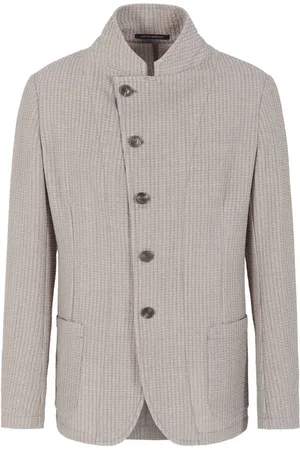 Emporio Armani Kurtki, Mężczyzna, Beżowy, L, Beżowy Blezer Wzór Fala Odzież
