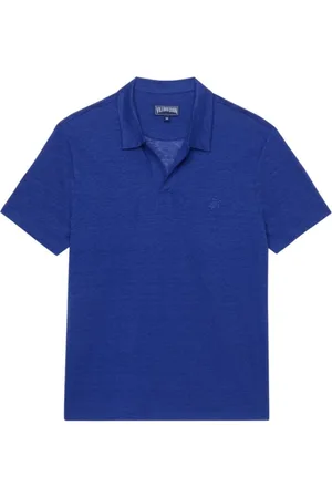 Vilebrequin Koszulki, Mężczyzna, Niebieski, 2XL, Jednokolorowy polo z lnu dla mężczyzn
