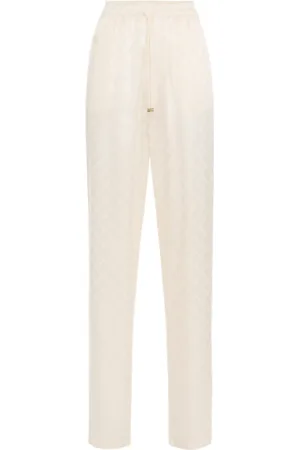 Elisabetta Franchi Spodnie, Kobieta, Żółty, L, Joggers z wzorem diamentu na trendy look