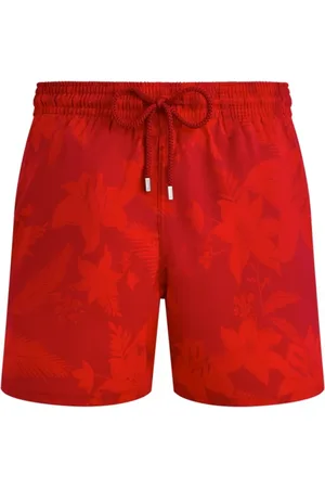 Vilebrequin Stroje kąpielowe, Mężczyzna, Czerwony, 2XL, Krótkie Flower Power Elastyczne Kąpielówki dla Mężczyzn