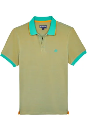 Vilebrequin Koszulki, Mężczyzna, Zielony, S, Solidny polo shirt z bawełny z efektem zmieniającym się dla mężczyzn