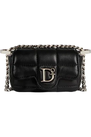 Dsquared2 Torebki, Kobieta, Czarny, ONE SIZE, Skóra, Skórzana torebka z ćwiekami i magnesem