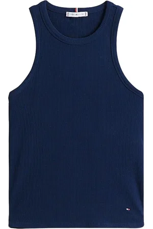 Tommy Hilfiger Koszulki, Kobieta, Niebieski, XL, Top bez rękawów z charakterystycznym detalem