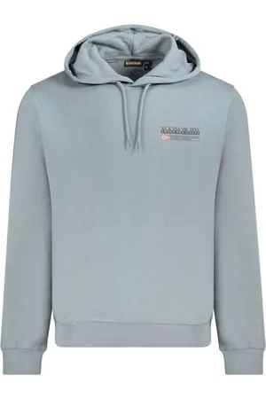 Napapijri Bluzy, Mężczyzna, Szary, L, Ikoniczny Długi Rękaw Hoodie z Nadrukiem