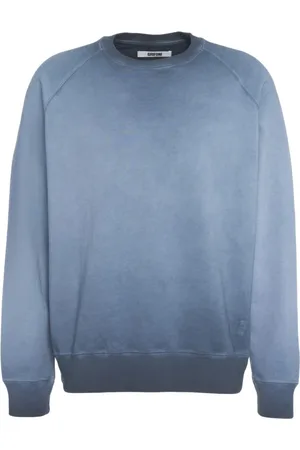 Mauro Grifoni Bluzy, Mężczyzna, Niebieski, S, Bawełna, Niebieski Faded Sweatshirt z Raglanowymi Rękawami