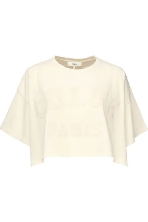 Chloé Koszulki, Kobieta, Biały, S, Biała Oversized Top z Teksturą