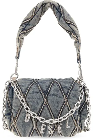 Diesel Torebki, Kobieta, Niebieski, ONE SIZE, Jeansyowa torba na ramię Charm-D