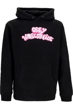 Obey Bluzy, Kobieta, Czarny, XS, Butterfly Basic Bluza z Kapturem Fleece