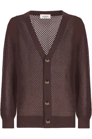 LANEUS Swetry, Mężczyzna, brązowy, XL, Nylon, Oversize kardigan z dzianiny