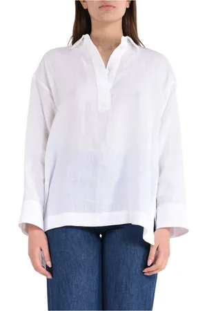 Max Mara Bluzki, Kobieta, Biały, XS, Polo z lnu Model Varese