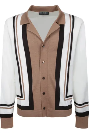 Dolce & Gabbana Swetry, Mężczyzna, Beżowy, M, Sweter w Paski Beżowy