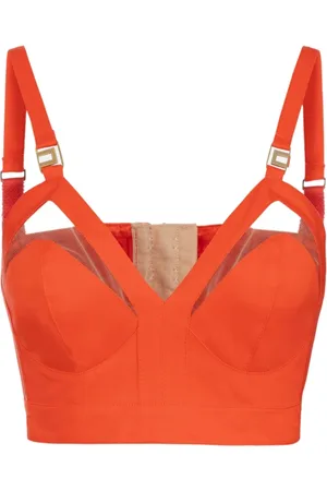 Elisabetta Franchi Koszulki, Kobieta, Pomarańczowy, S, Bawełna, Bawełniany Top Gorsetowy z Wycięciem