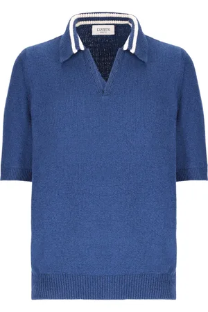 LANEUS Swetry, Mężczyzna, Niebieski, XL, Nylon, Polo z bawełnianą przędzą