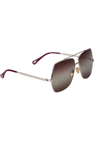 Chloé Akcesoria, Kobieta, brązowy, ONE SIZE, Logo Print Oversized Frame Okulary przeciwsłoneczne