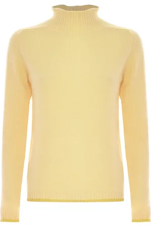 Kocca Swetry, Kobieta, Żółty, XS, Wełna, Sweter z Prążkowanej Wełny Angora