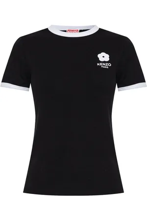 Kenzo Koszulki, Kobieta, Czarny, S, Bawełna, Koszulki i polo z motywem czarnych kwiatów